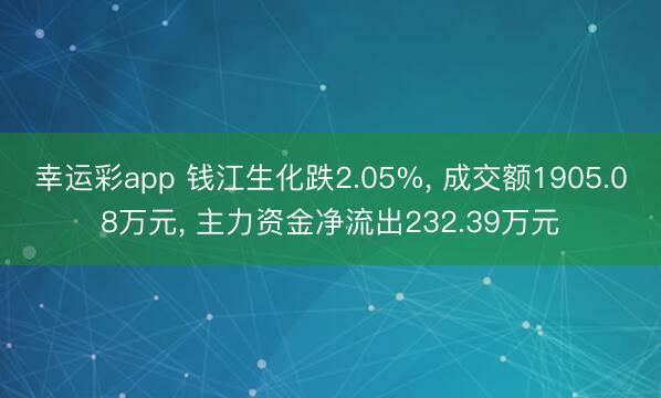 幸运彩app 钱江生化跌2.05%， 成交额1905.08万元， 主力资金净流出232.39万元