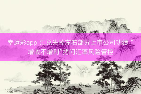幸运彩app 汇兑失掉左右部分上市公司功绩 “增收不增利”拷问汇率风险管控